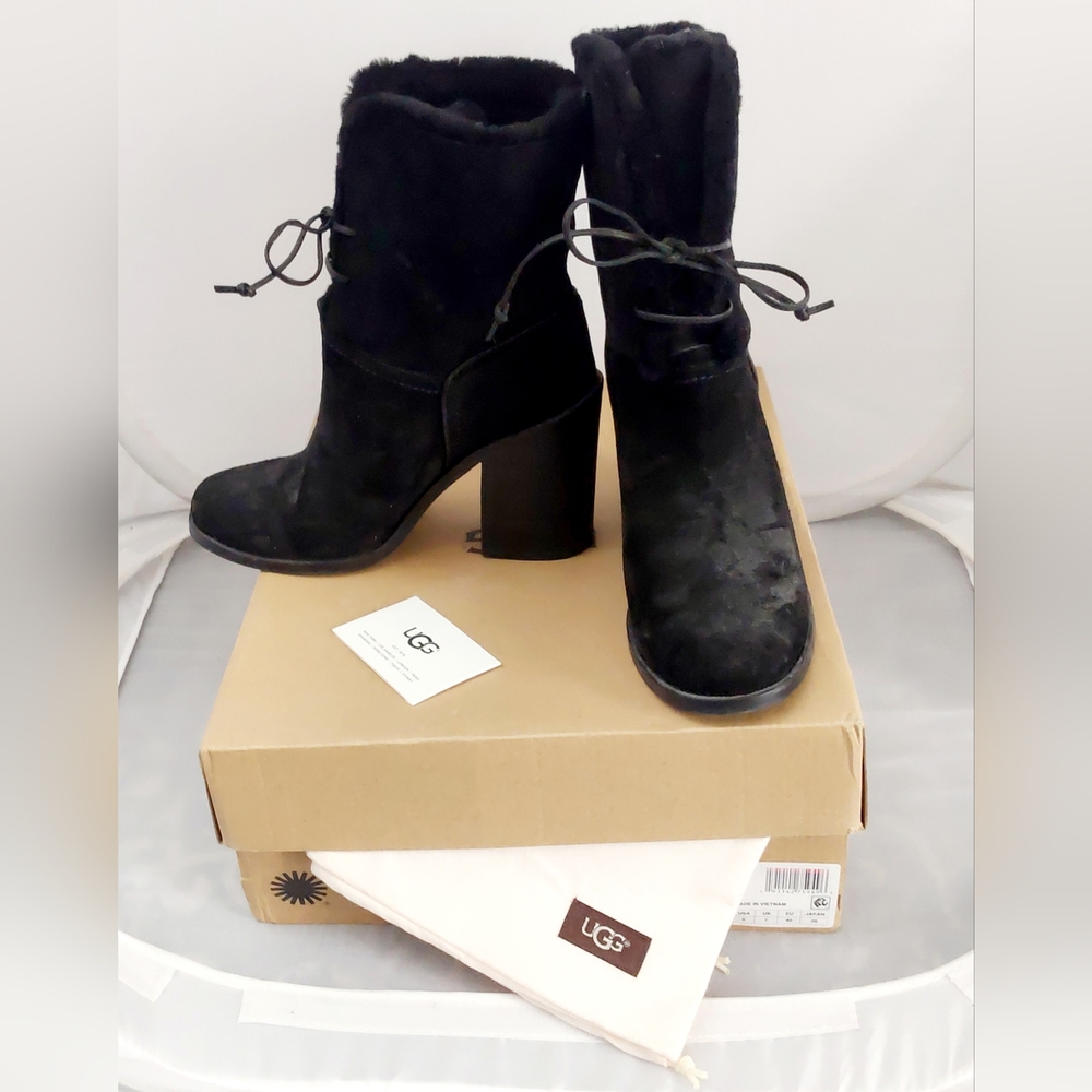 Black  Suade Ugg Lace up Boots